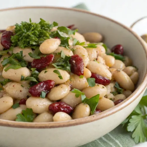 cranberry beans salad with parsley and olive oil drizzle