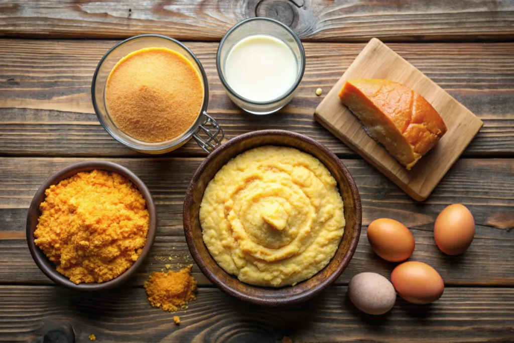 Ingredients for making sweet potato cornbread