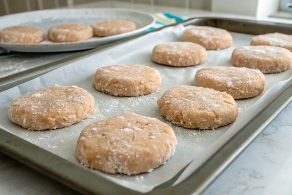 Frozen breakfast ground chicken patties ready for storage.