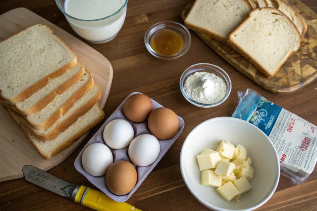 Ingredients for making a French toast sandwich.