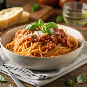 A bowl of slow-cooked spaghetti