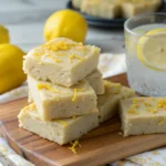 Freshly made lemon protein bars with lemon zest