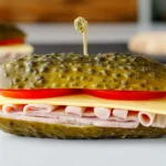 Pickle sandwich with deli meat and cheese
