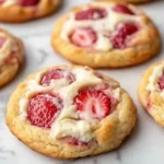 strawberry cheesecake cookies fresh from oven