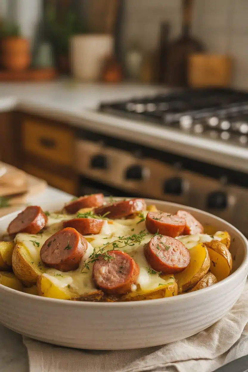 Cheesy Ranch Potatoes and Smoked Sausage