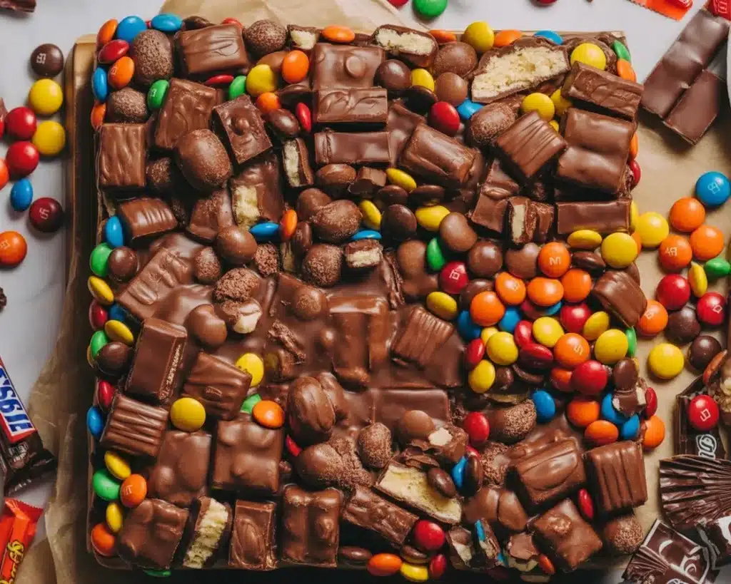 Delicious Halloween candy cookies made with leftover treats, soft and chewy.