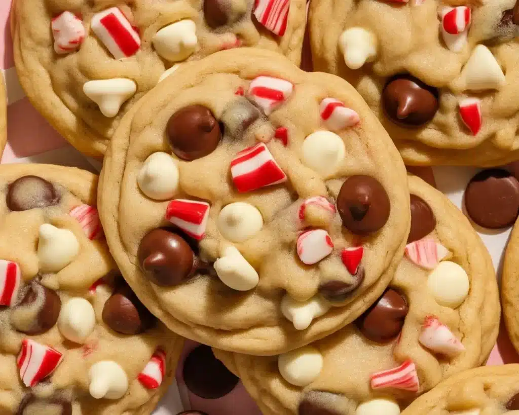Delicious Peppermint Chocolate Chip Cookies with festive peppermint chips