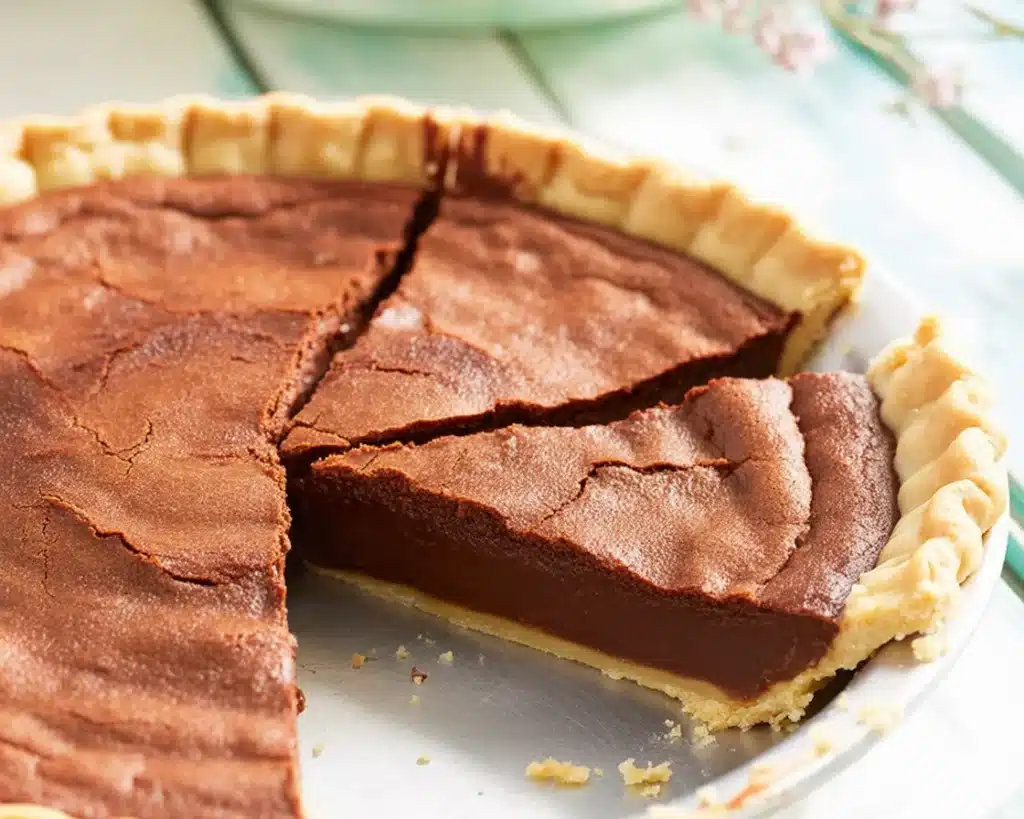 Delicious Chocolate Chess Pie with a rich, gooey chocolate filling