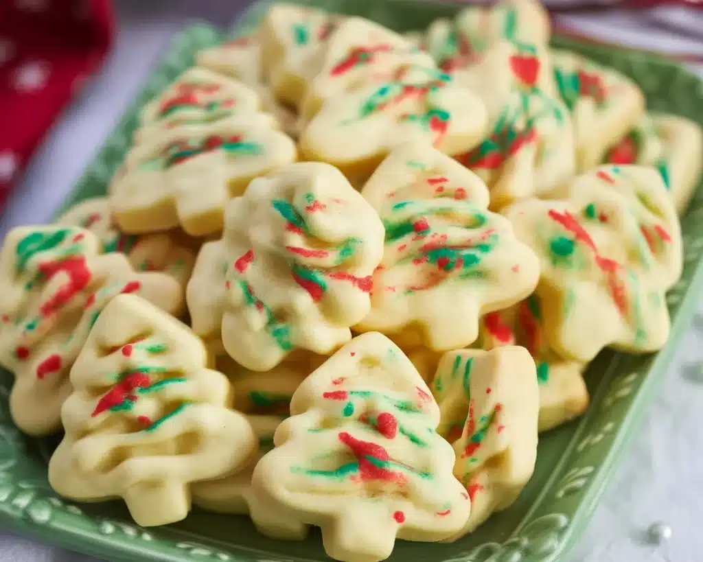 Delicious Cream Cheese Spritz Cookies decorated with sprinkles and chocolate