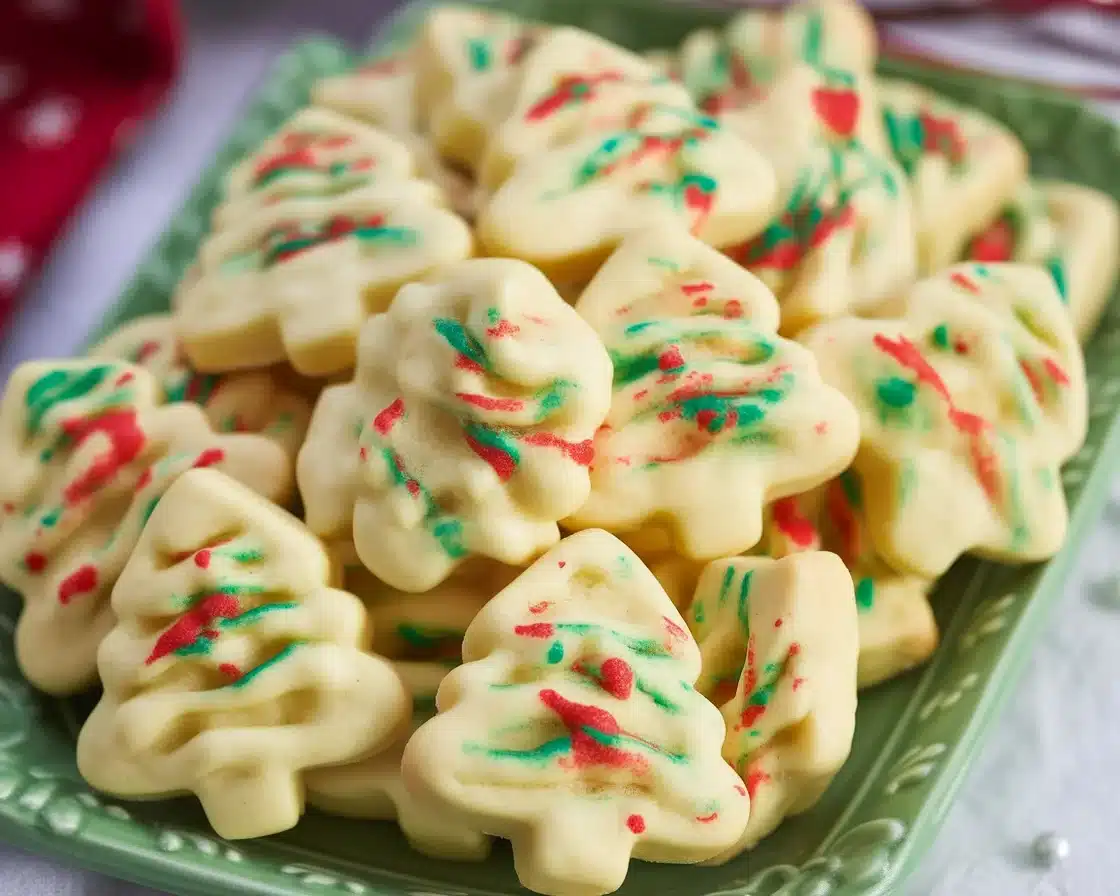 Delicious Cream Cheese Spritz Cookies decorated with sprinkles and chocolate