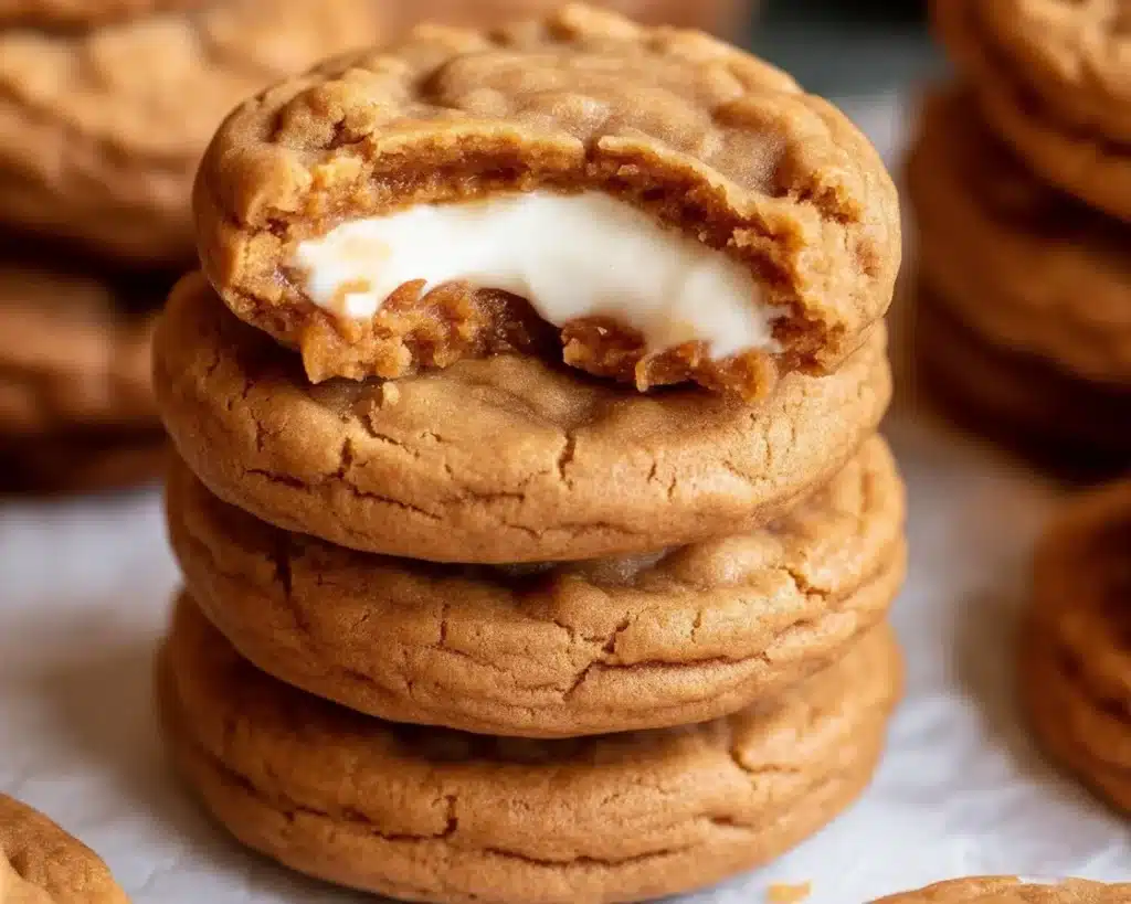 Soft and chewy Gingerbread Cheesecake Cookies with creamy cheesecake filling