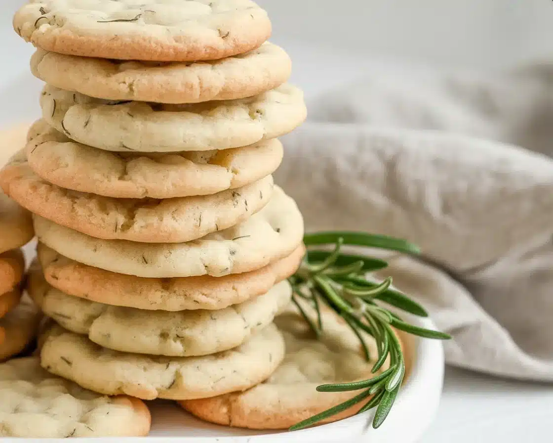 Buttery Rosemary Shortbread Cookies with fresh rosemary and a rich flavor.