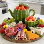 Beautifully carved watermelon teapot showcasing intricate designs