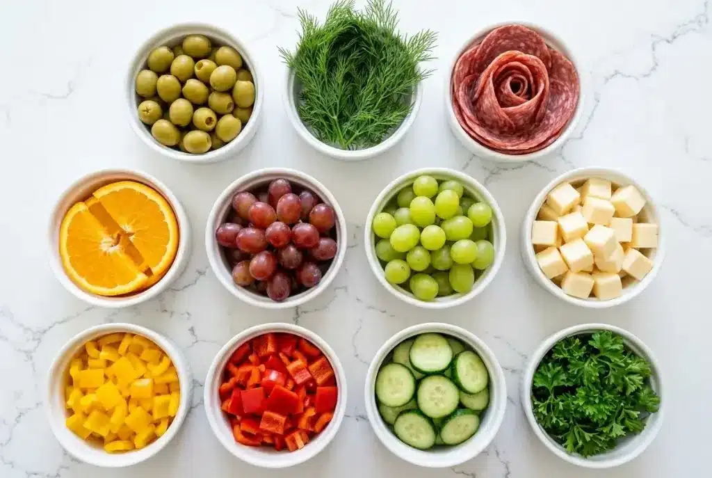 palm tree charcuterie board ingredients