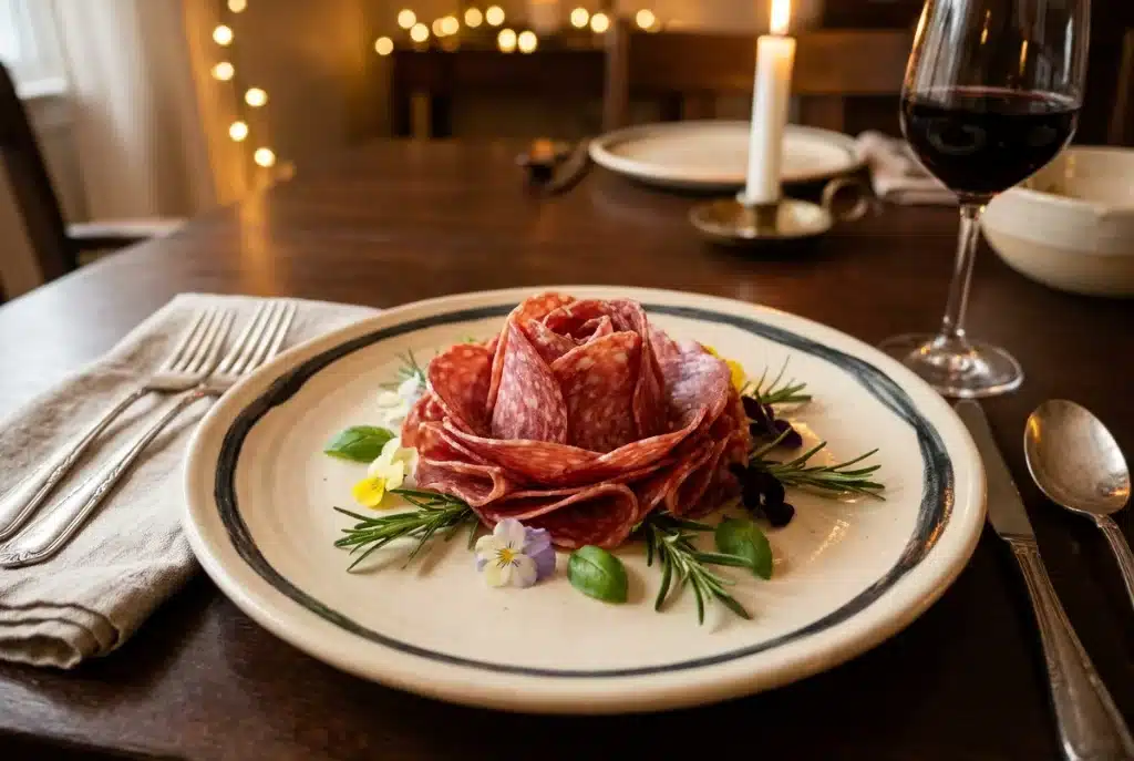 salami flower served