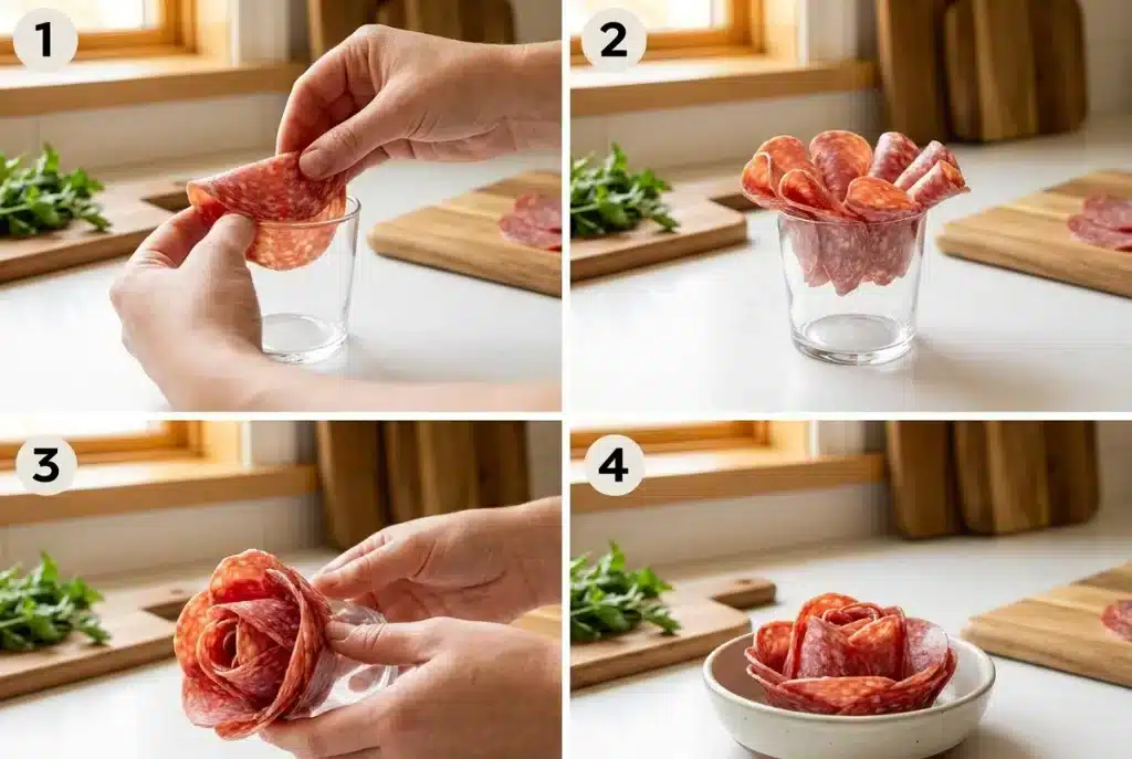 salami flower step by step