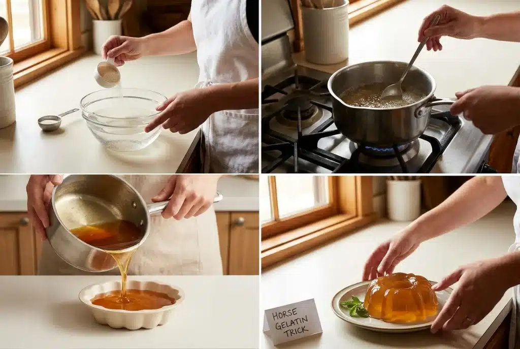 Horse Gelatin Trick step by step