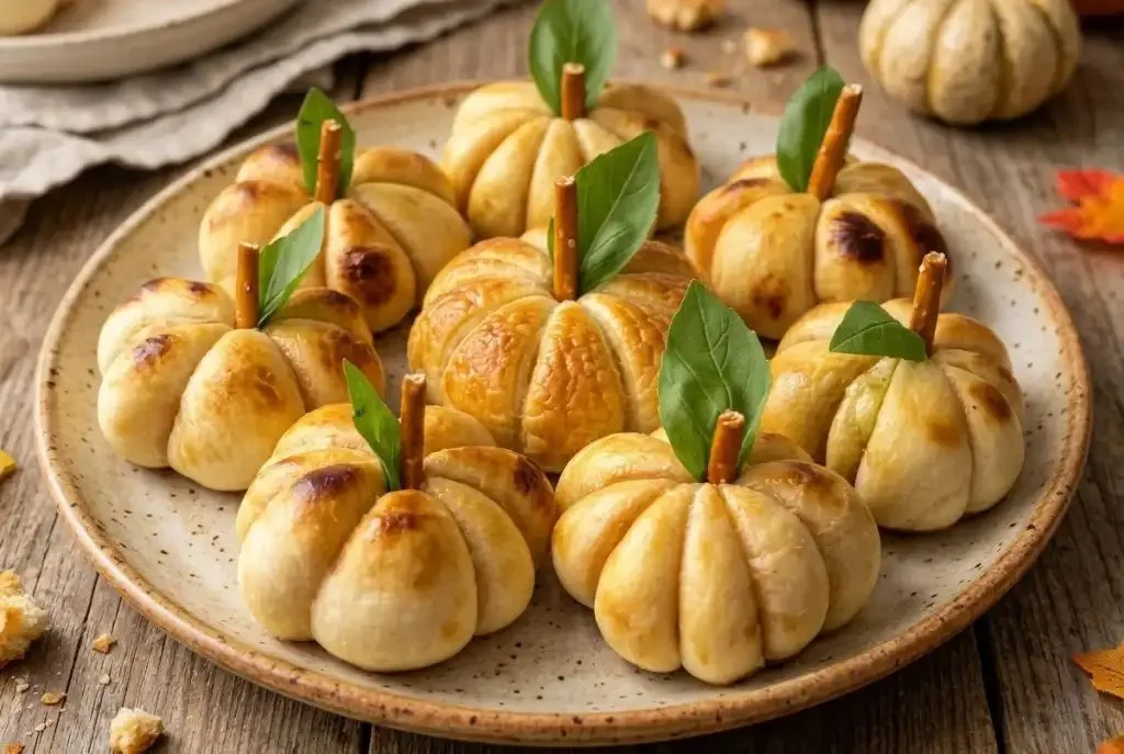 Cheesy puff pastry pumpkin pizzas baked to perfection for a fall treat