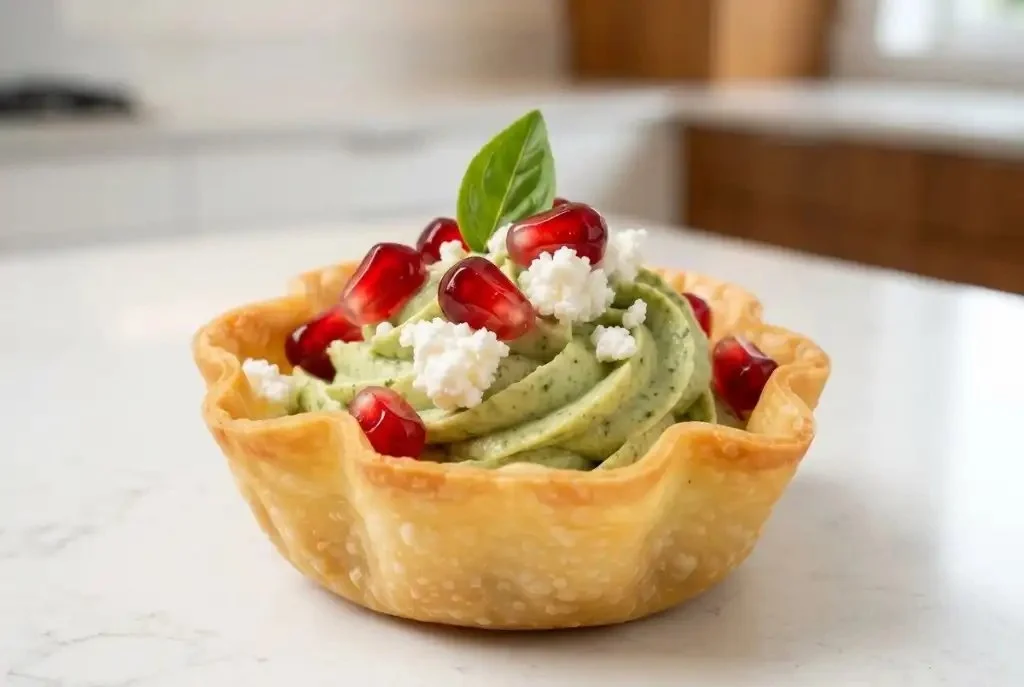 Crispy whipped avocado cups served as a party appetizer