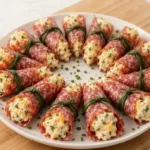 Delicious easy salami cone appetizers arranged for a cozy family gathering