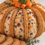 Delicious Pumpkin Cheese Ball displayed on a festive fall-themed table.