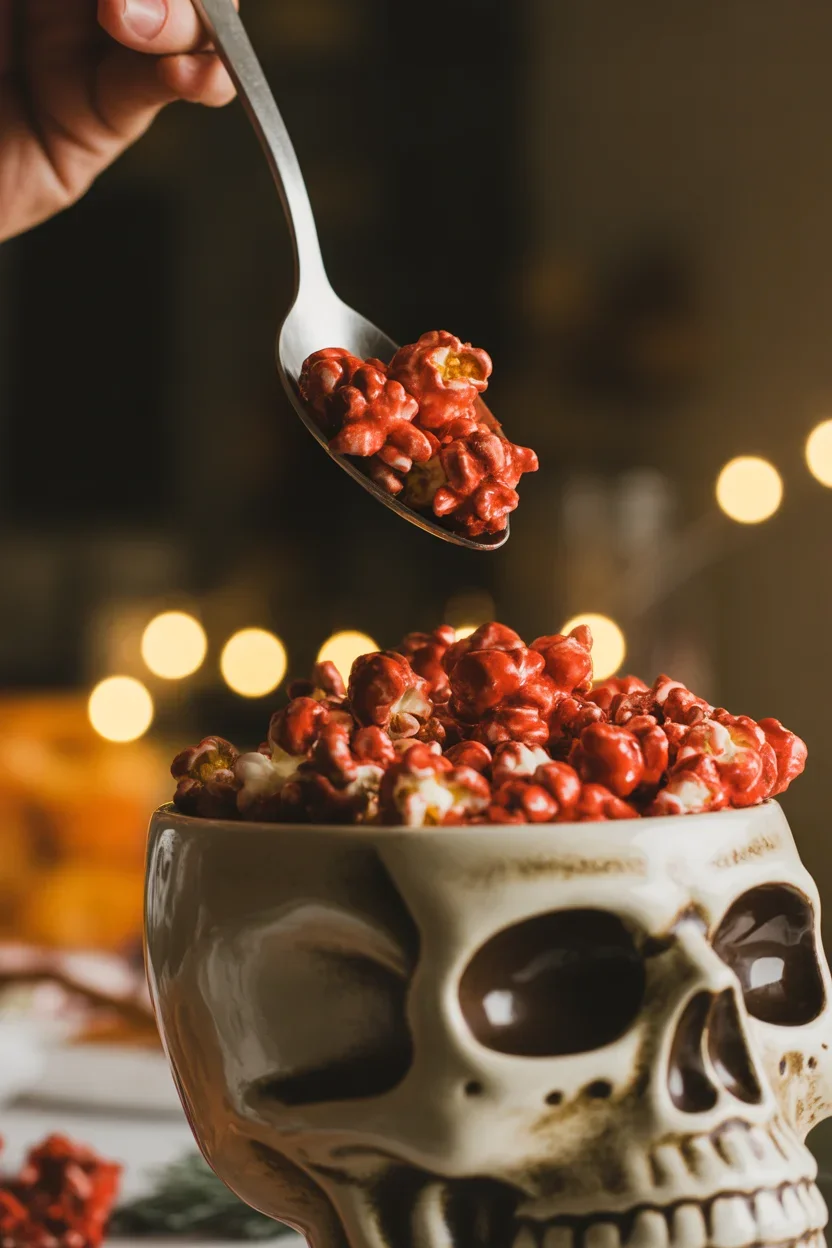 Spooktacularly Delicious Bloody Red Velvet Popcorn Treats!