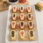 Spooky Coffin Crunch Bites Halloween snack recipe with cheese