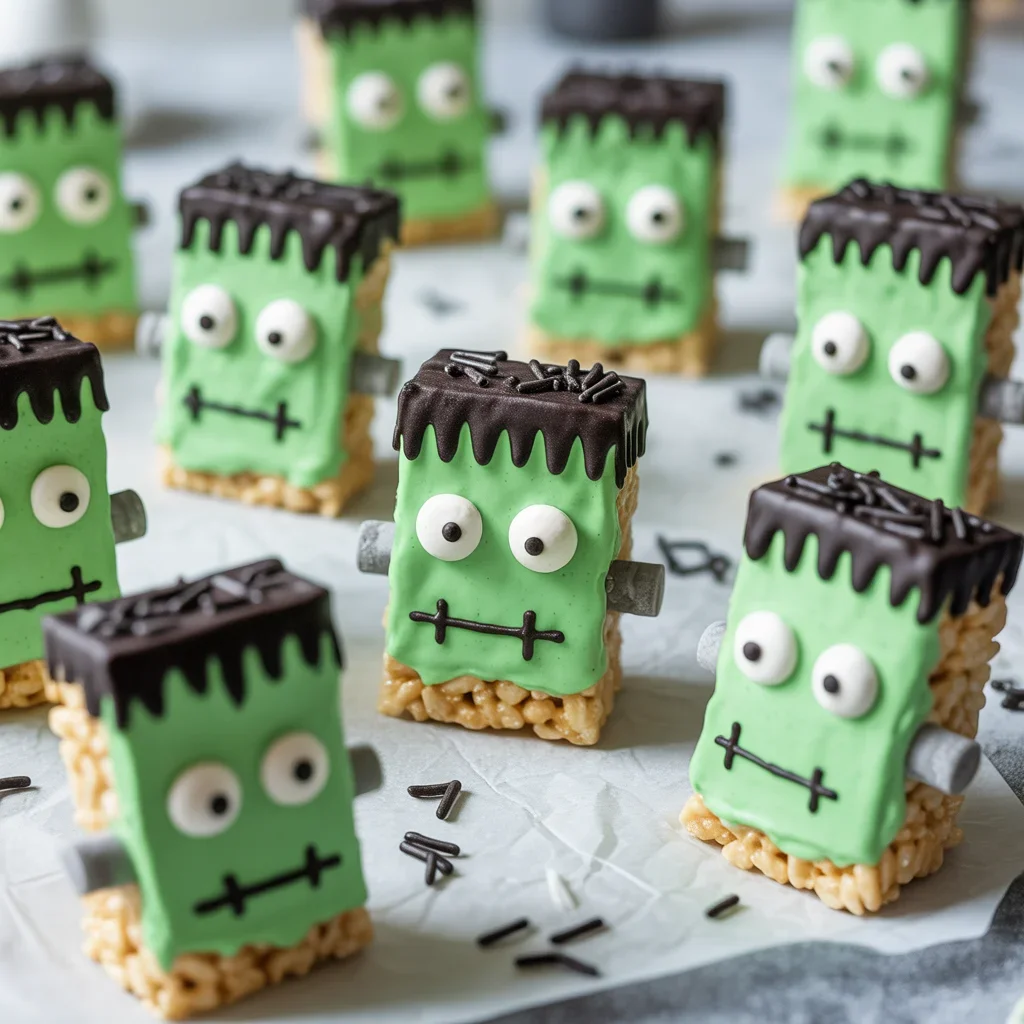 Frankenstein Halloween Rice Krispie Treats